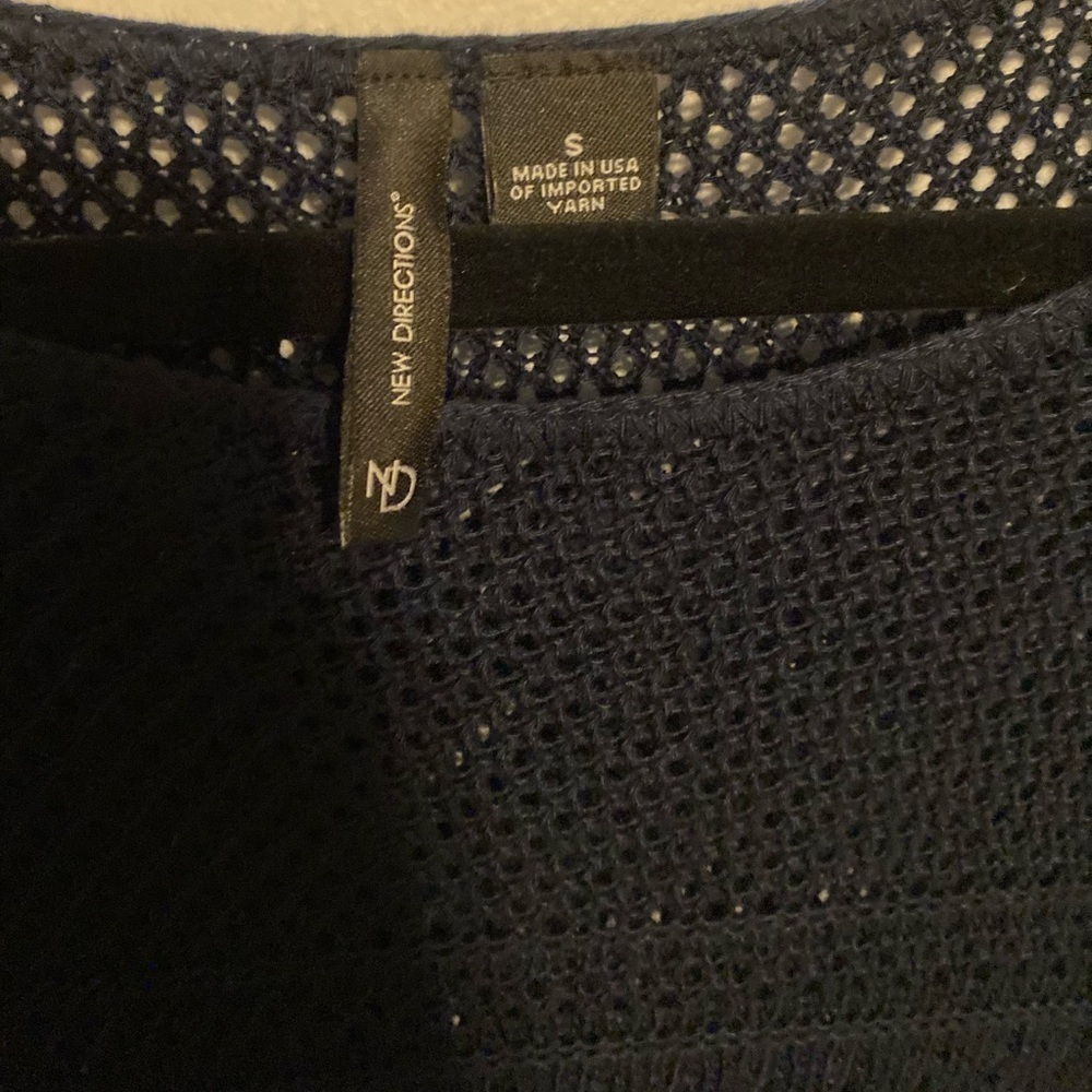 New Directions Mixed Stitch Pullover Sweater, Navy - Picture 2 of 2